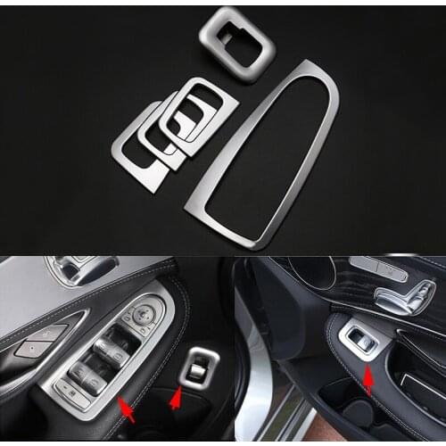 Chrome Window Lift +Rear Trunk Button Cover Trim For Mercedes-Benz GLC Class X205 2016-2017 & C Class W205 2015-2017
