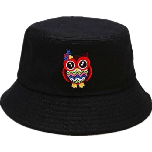 LDSLYJR 2021 creative cartoon owl pattern Bucket Hat Fisherman Hat outdoor travel hat Sun Cap Hats for Men and Women 120