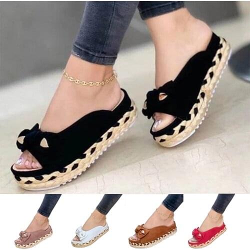 Summer Slippers Women Open Toe Flat Slides Female Casual Bow Cute Lady Fashion Shoes Indoor Outdoor Beach Shoes Female Slippers