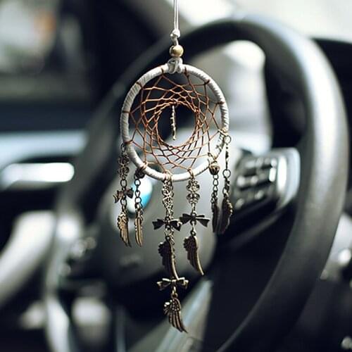 Dream Catcher Car Hanging Accessories Car Rearview Mirror Pendant Automobile Interior Ethnic Home Decor Lucky Trim Car Ornaments