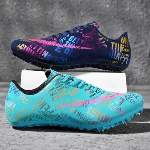 Men Women Track Field Sport Shoes Spikes Shoes Athlete Running Soft Tracking Shoes Mens Spike Sneakers Plus Size 35-46