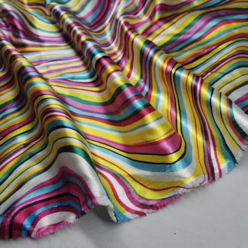 Soft Satin glossy Material Diy Lining craft stripped weave printed Charmeuse Fabric fashion stylish Pattern