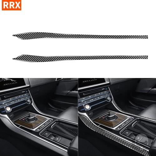 For Jaguar F-PACE X761 XE X760 XF X260 Black Carbon Fiber Sticker Armrest Both Side Decorative Strip Interior Car Accessories