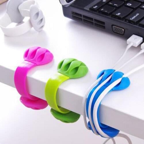 Home Office Desktop Cord Holder Cable Winder Clip Snap Wire Management Organizer