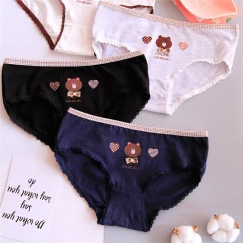 New Arrived 4Pcs/Lot Girl Panties Underwear Lace Briefs Cotton Lingerie Soft Comfortable Bowknot Cartoon Panty Wholesale 366-4