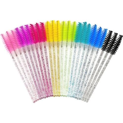 Wholesale 400PCS Eyelash Brush Crystal Mascara Wands Applicator Diamond Eyelashes Brushes Disposable Make Up Brushes Tools