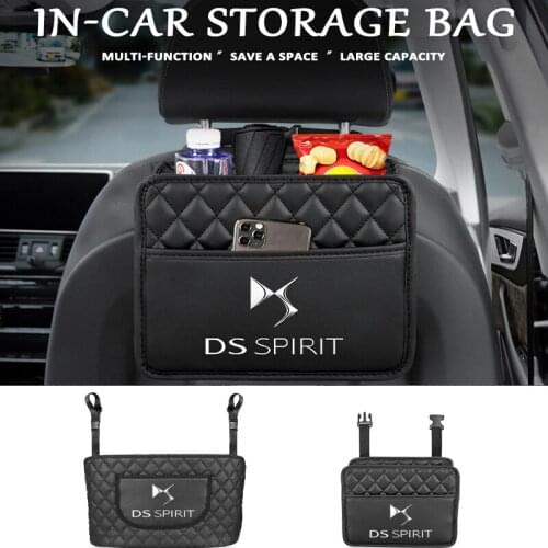 Car Seat Back Organizer Storage Bag Interior Parts Leather Bag Car ​Accessorie For DS SPIRIT DS3 DS4 DS4S DS5 5LS DS6 DS7 DS9