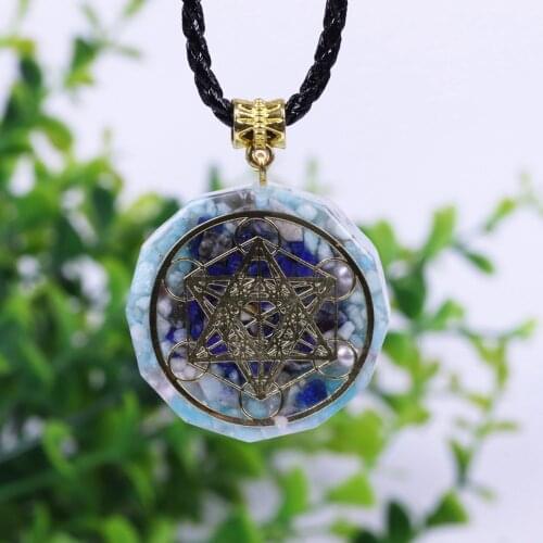 Orgonite Pendant Energy Amazonite Necklace Resin Jewelry Handcraft Pendant Gathering Wealth Brings Good Luck Woman Necklace