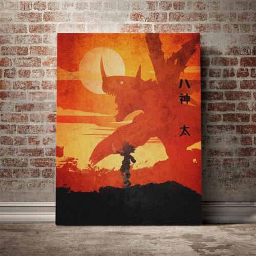 Tai Digimon Manga poster Poster Framed Wooden Canvas Wall Art Decoration prints living room Home bedroom decor Frame painting
