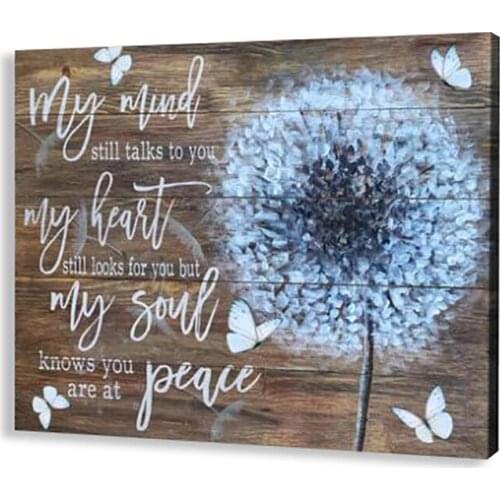 My Heart My Soul Inspiration Motivation Room Posters Dark Brown Wood Background Rustic Farmhouse Dandelion Canvas Painting Decor