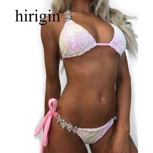 Sexy Solid Bikini Set Low Waist Swimwear Women Brazilian Bathing Suit Summer Swimsuit Female Backless Beachwear Biquini Crystal