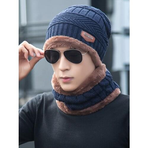 Hat Male Winter Knitted Wool Hat Thicken Fashion Warm Windproof Winter Men