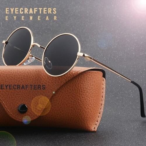 Luxury Steampunk Polarized Round Sunglasses Men Women UV400 Polarized Metal Frame Vintage Retro SunGlasses Mirror gafas de sol