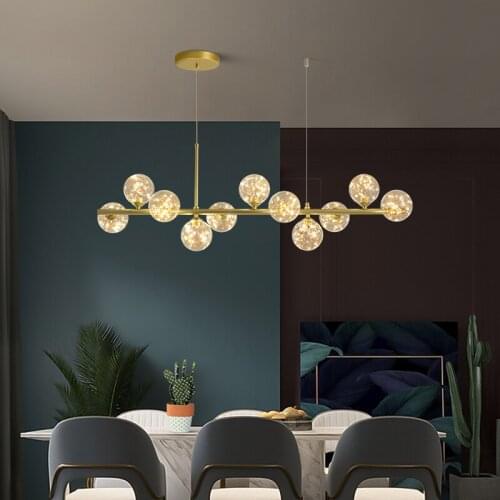 LED Simple Home Chandelier Bedroom Dining Room Restaurant Nordic Iron Luminaires Creative Kitchen Bar Decora Glass Hanging Lamp