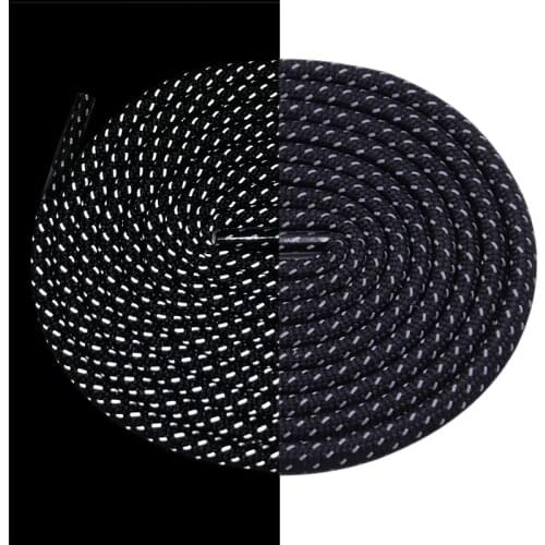 Weiou New 3M Reflective Shoelaces Safety Shoe Lace Polyester Latchet Plastic Tip Shining Creative Black Rope Laces For Sneakers