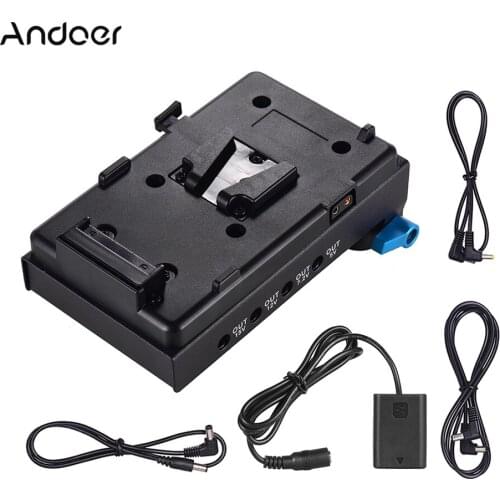 Andoer V Mount V-lock Battery Plate Adapter NP-FW50 Dummy Battery Adapter for BMCC BMPCC Sony for Monitor Recorder Microphone