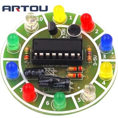 Fun 4017 Colorful Voice-activated Rotating LED Lights Circuit Board Production DIY Kit Electronic DIY Production Parts