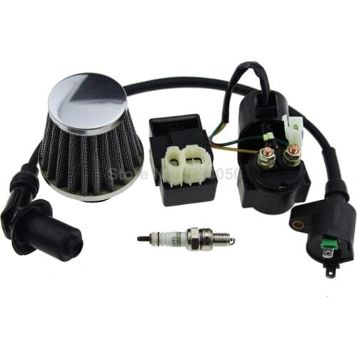 38mm Air Filter Performance CDI Ignition Coil Starter Relay Solenoid A7TC Spark Plug For Gy6 PD 24J 150cc Scooter new