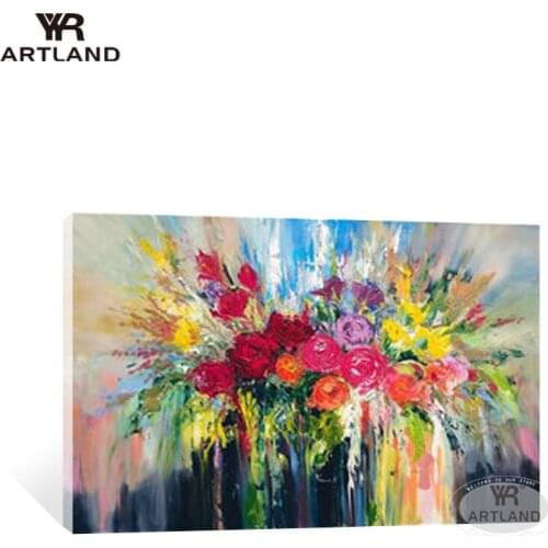 YYR-ARTLAND Wedding decoration large size flowers Hand painted abstract oil painting wall pictures home decor for living room