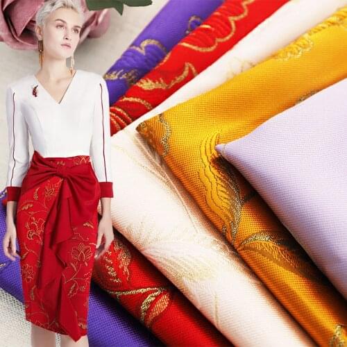 100% polyester jacquard brocade fabric for womens clothing shirt coat dress sewing material sofa curtains upholstery fabric