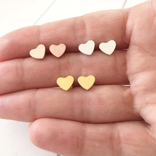 Rose Gold Heart Stud Earrings For Women Love Pendientes Mujer Moda Earings Fashion Jewelry 2020 Stainless Steel Aretes De Mujer