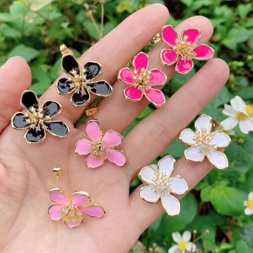 10 Pairs Stud Earrings Enamel Stud Flower Earrings Flower Earrings Gift for Women Jewelry Mix Color Jewelry Earrings 51478