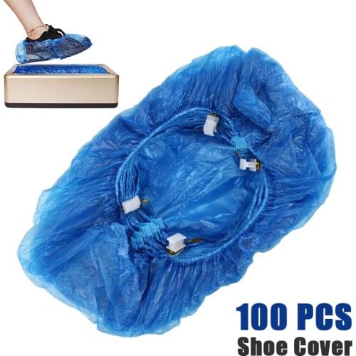 100Pcs Dust Shoes Covers Pouch Plastic Waterproof Shoes Cover Case Rainy Day Outdoor Cleaning Disposable Shoe Covers for Machine