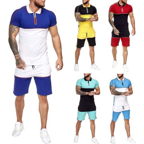 2021 Fashion Summer Men Sets O-neck T Shirt Knee Length Shorts 2-Piece Sets Tracksuits Male Clothing Jogger Short Sleeve Shorts
