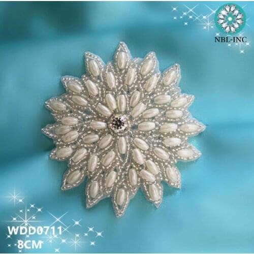 30PCS) Wholesale handmade beaded pearl applique patch iron on WDD0711
