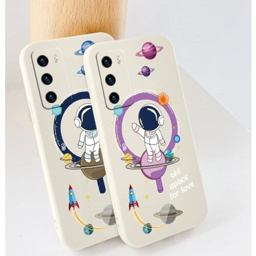 Wonder Astronaut Phone Case For Huawei P40 P30 P20 Pro Lite Mate 40 30 20 Pro Lite P Smart 2021 Y7A Liquid Silicone Cover