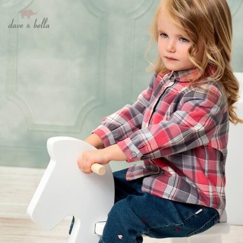 DB16147 dave bella winter fashion baby girls plaid padded shirts infant toddler tops children high quality clothes
