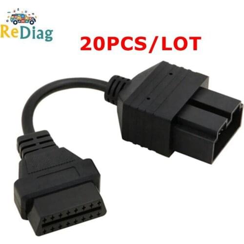 20Pcs/Lot Cable For KIA 20 Pin to 16 Pin OBD OBD2 Diagnostic Tool Scanner Code Reader Adapter Car Connector Cable For KIA 20 Pin