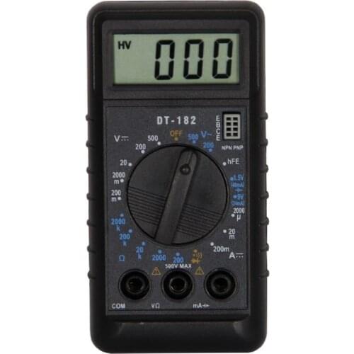 DT182 Extra Mini Digital Multimeter with Buzzer Overload protection Pocket Voltage Ampere Ohm Meter Test Probe DC AC LCD