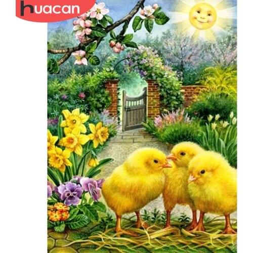 HUACAN 5D Full Square Diamond Painting Chicken Garden Handicraft Diamond Embroidery Animal Handmade Gift Home Decoration