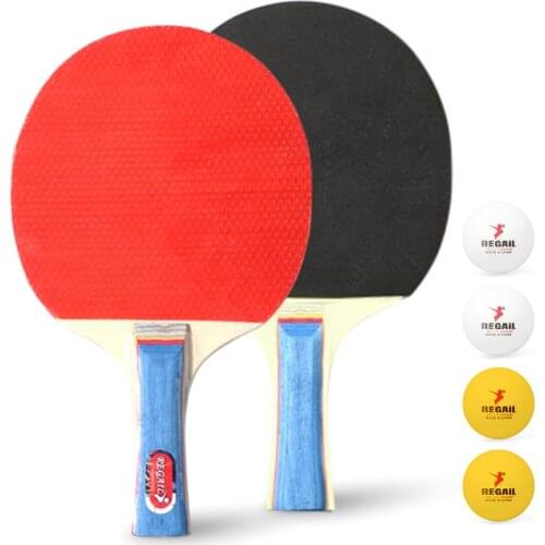 Quality Ping Pong Paddles Table Tennis Rackets 2 Ping Pong Bats Long Handle Ping Pong Racket Set Training Accessories Outdoor