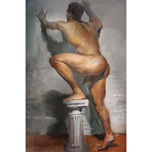 Impressionist Nude Naked Muscle Man Ass Butt Back LGBT Gay Interest Oil Painting
