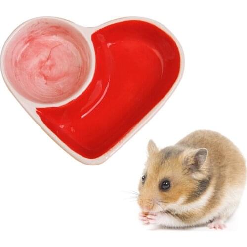 Ceramic Chew-Resistant Hamster Food Bowl Heart Shape Water Dish for Hedgehog Chinchilla Rabbit Small Animals
