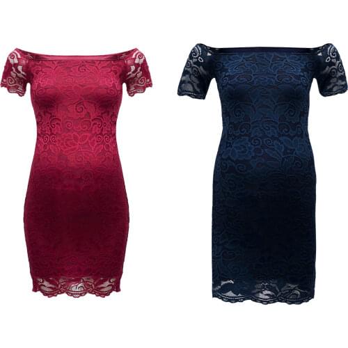 Maternity Lace Dress Shoulderless Knee Length Skirt for Pregnancy Women Wedding Photography Evening Party Pregnant Gowns