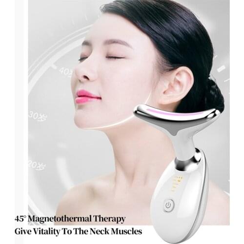 Portable LED Photon Therapy Beauty Instrument 3Color LED Facial Neck Massager Wrinkle Remove Machine Reduce Double Chin SkinLift