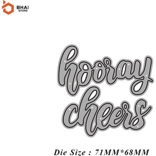 Hooray Cheers English Words Metal Cutting Dies and Stamps for DIY Scrapbooking Photo Album Decor Embossing DIY Paper Cards Dies
