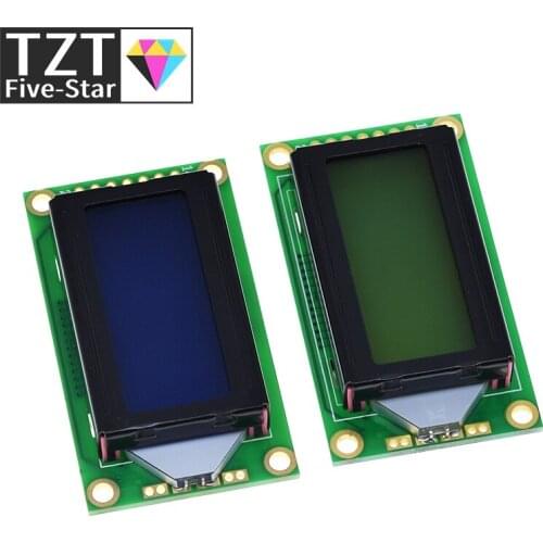 TZT 8 x 2 LCD Module 0802 Character Display Screen Blue / Yellow Green For Arduino