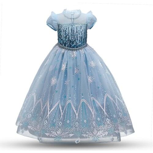 New Frozen Elsa Princess Dress Girls Sequins Clothing Children Snow Queen Elza Cosplay Costume Kids for Birthday Party Dress up