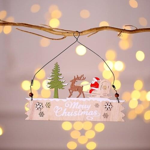 Christmas Old Man Type Wooden Color Letter Card Door Hanging Shop Welcome Card Decoration Small Pendant New