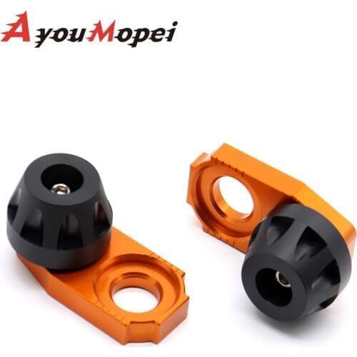 Orange Motorcycle CNC Aluminum Chain Adjusters Blockers Pair Accessories for Duke 125 200 390 2013 2014 2015 2016 2017 2018