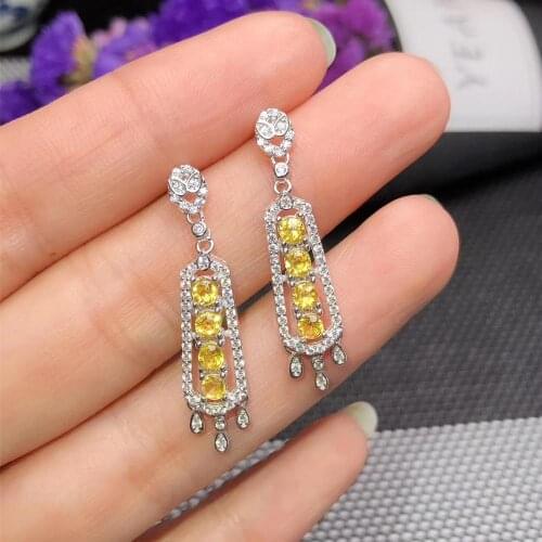 New yellow sapphire gemstone necklace for women silver jewelry hot selling gift precious gem round birthday party present