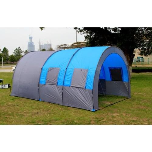 Large Camping tent Waterproof Canvas Fiberglass 5 8 People Family Tunnel 10 Person Tents equipment outdoor mountaineering Party