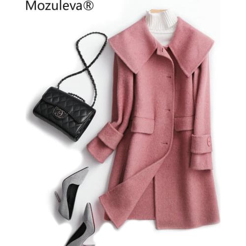 Mozuleva High Quality Double Sided Wool Coat Women Autumn Winter Japanese Style Loose Long Woolen Coat Hand-Stitched Outwear