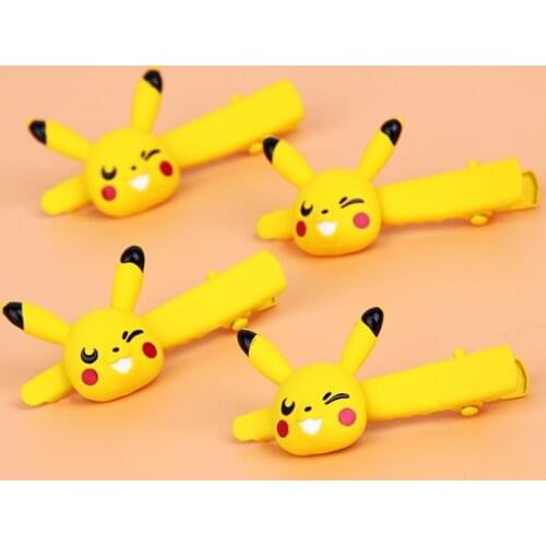 Pokemon Pikachu Hairpin Girl Hair Tie Children Do Not Hurt Hair Bangs Clip Cartoon Cute Style Headdress Birthday Gift
