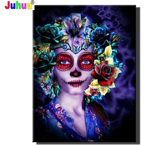 DIY full Round diamond painting"Flowre Face Girl"Pictures For Embroidery diamond mosaic Portrait Cross Stitch decor Home