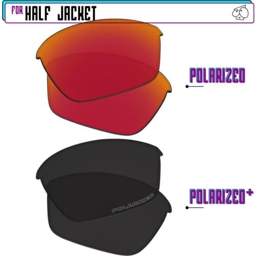 EZReplace Polarized Replacement Lenses for - Oakley Half Jacket Sunglasses - Black P Plus-Red P